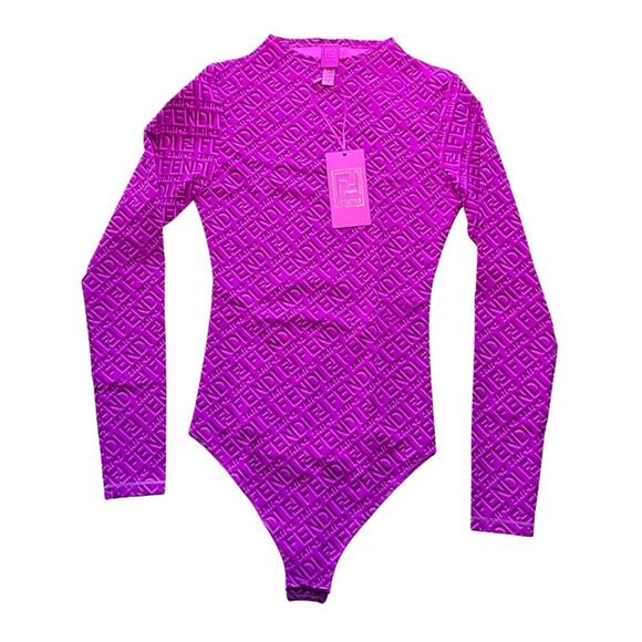 FENDI x SKIMS Mock Neck Long Sleeve Bodysuit - Picture 7 of 11